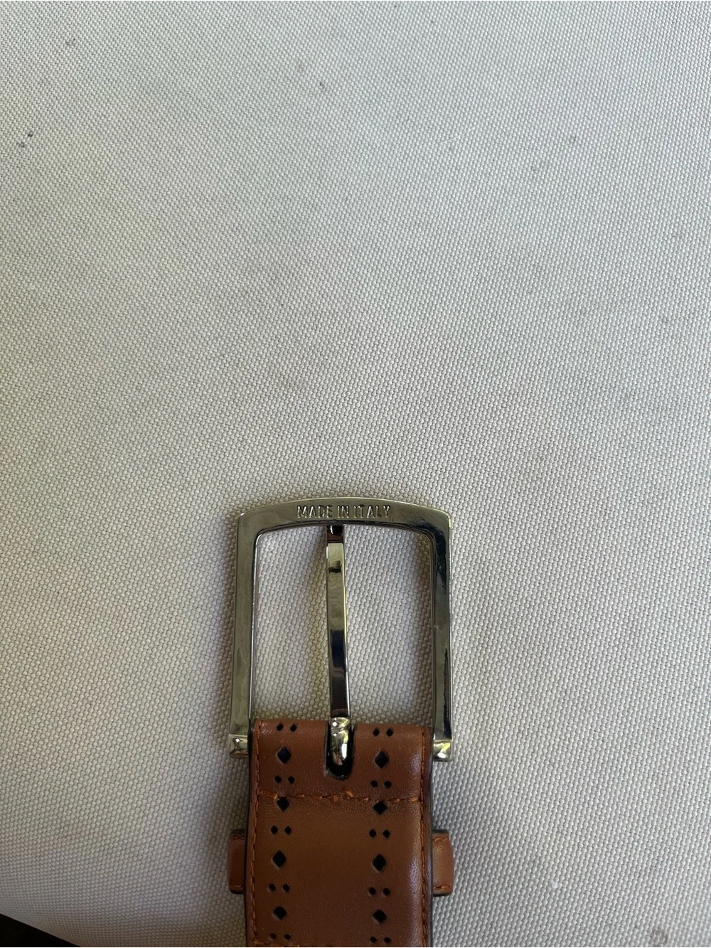 Brooks Brothers Leather Perforated Dress Belt with Silver Buckle